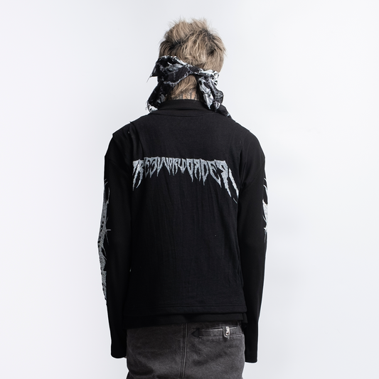 FVVO Ribbed Printed Henley Long Sleeve