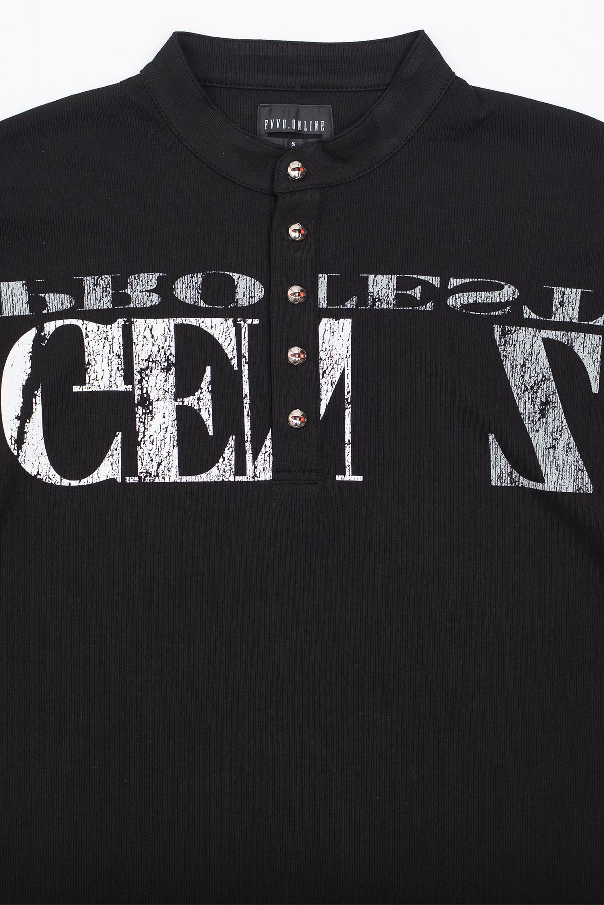 FVVO Ribbed Printed Henley Long Sleeve