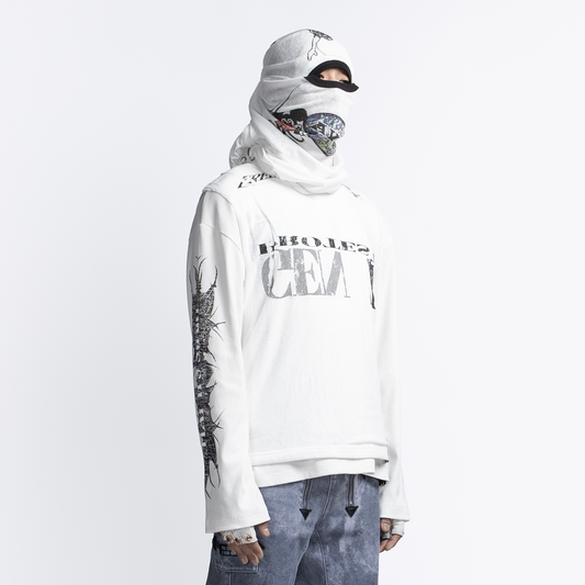 FVVO Ribbed Printed Henley Long Sleeve