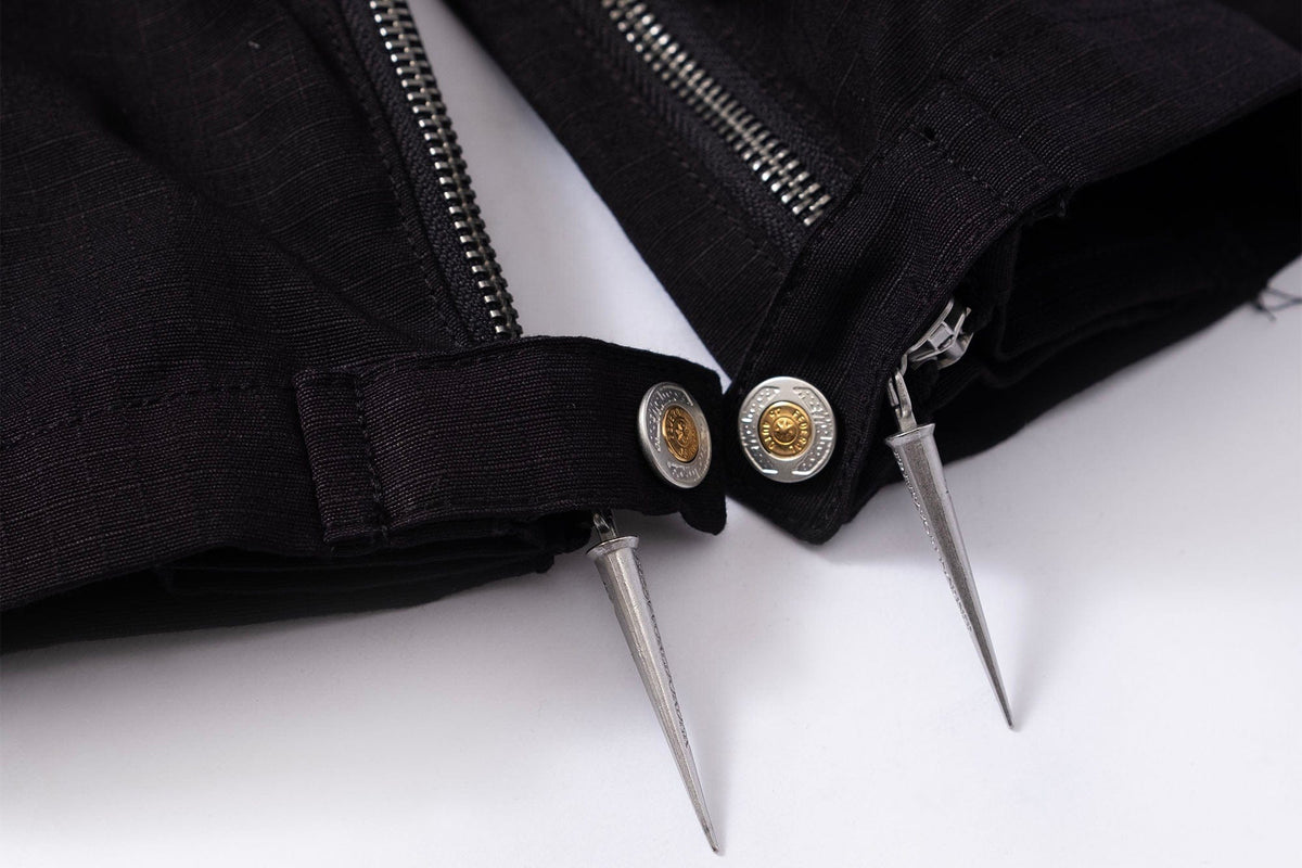 FVVO Distressed Rivet Strap Cargo Shorts Black