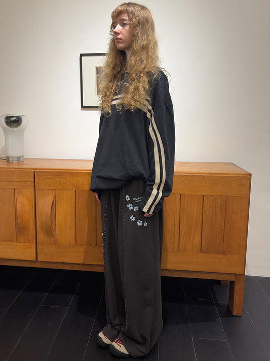Floral Embroidered Waffle Lounge Pants