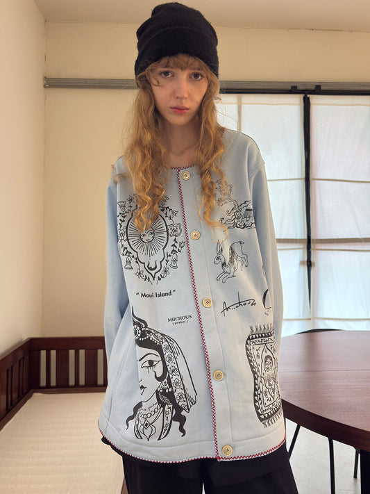 Vintage Graphic Embroidered Fleece Sweatshirt