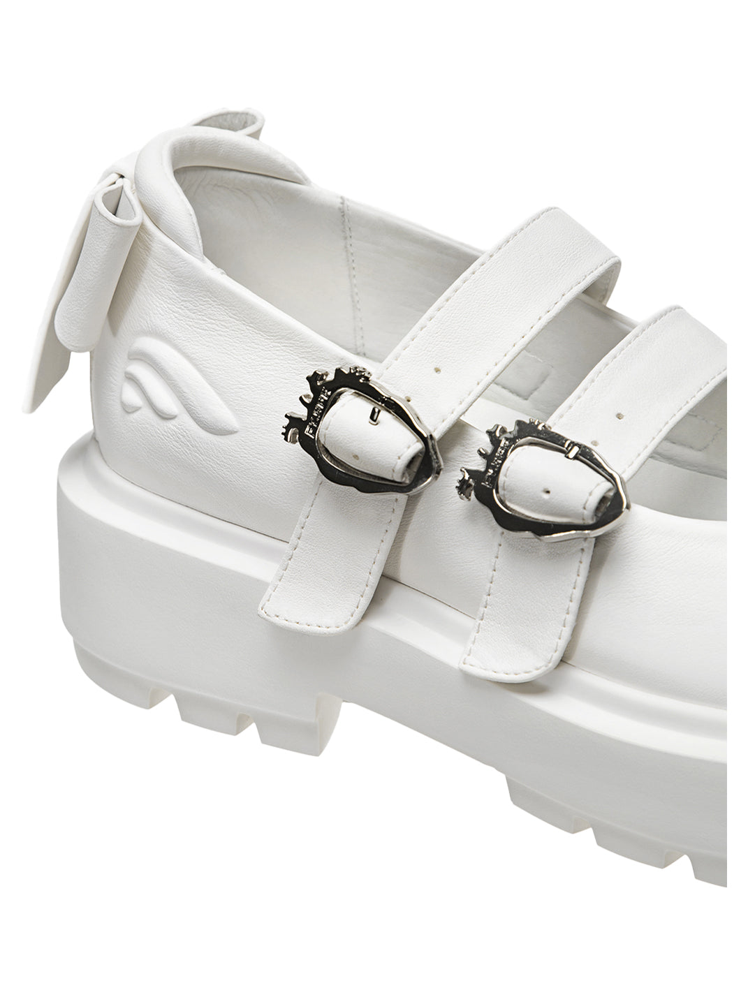 White Bow Platform Mary Jane Shoes