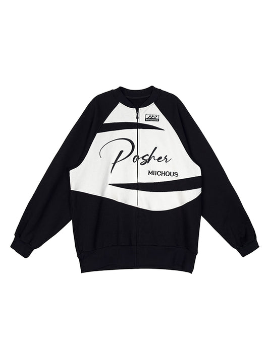 Applique Embroidery Varsity Sweatshirt Jacket