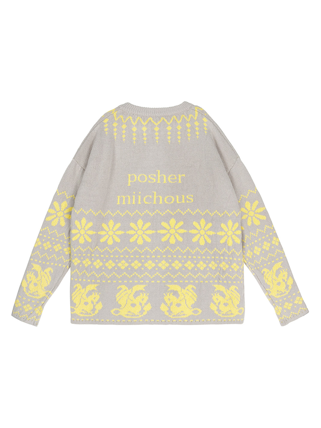 Fair Isle Dragon Knit Zip Cardigan