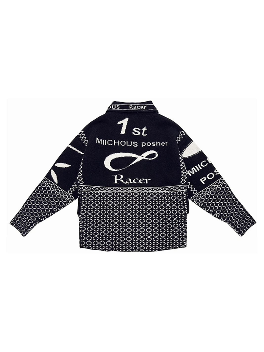 Vintage Racing Jacquard Zip Cardigan Sweater