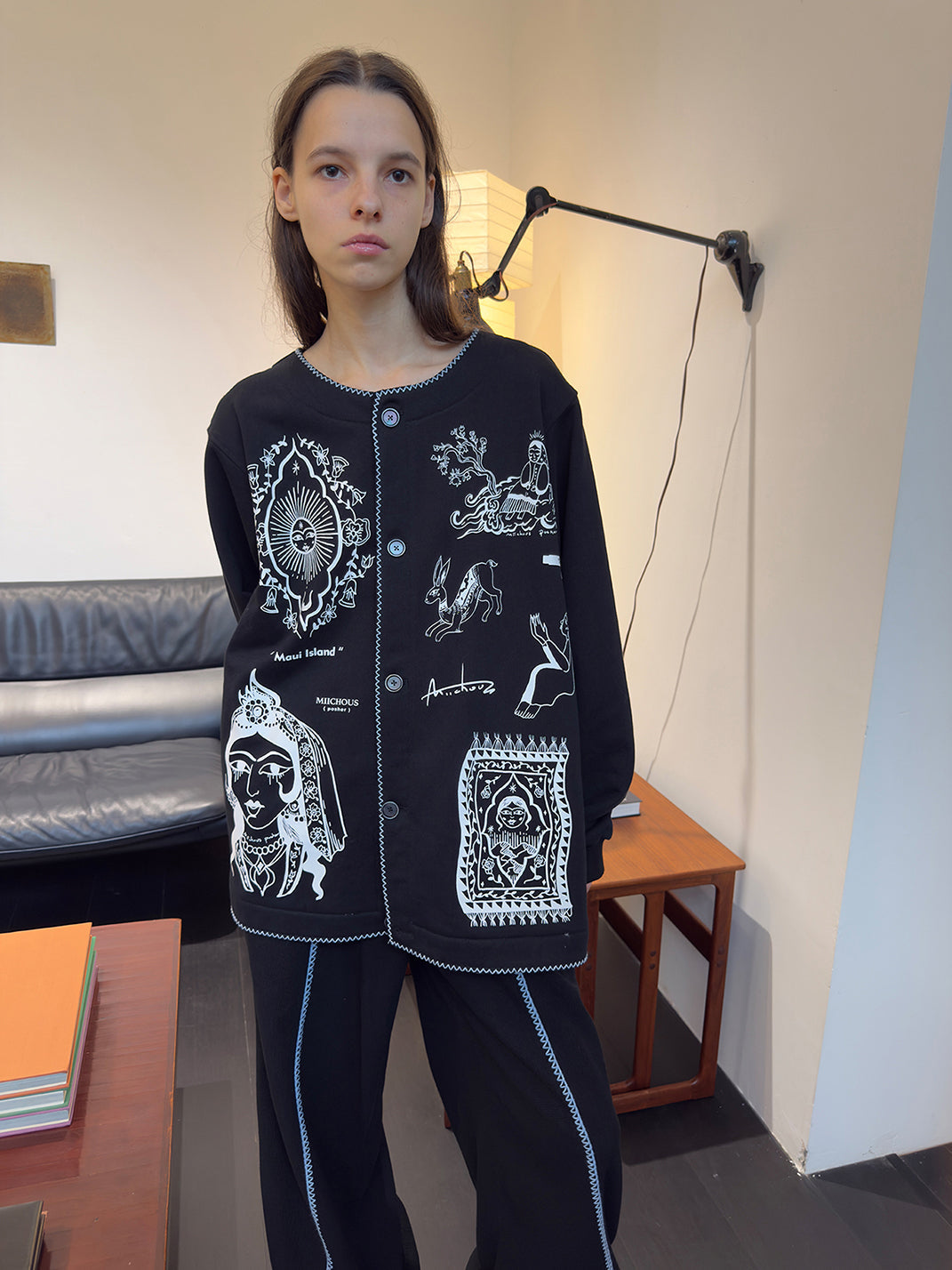 Vintage Graphic Embroidered Fleece Sweatshirt