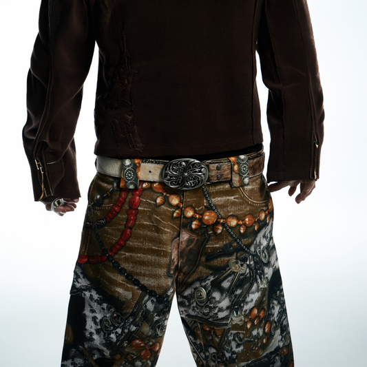 DND4DES Filigree Buckle Horsehair Leather Belt