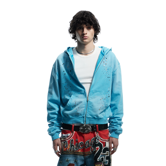 DND4DES Starry Diamond Washed Zip-Up Hoodie