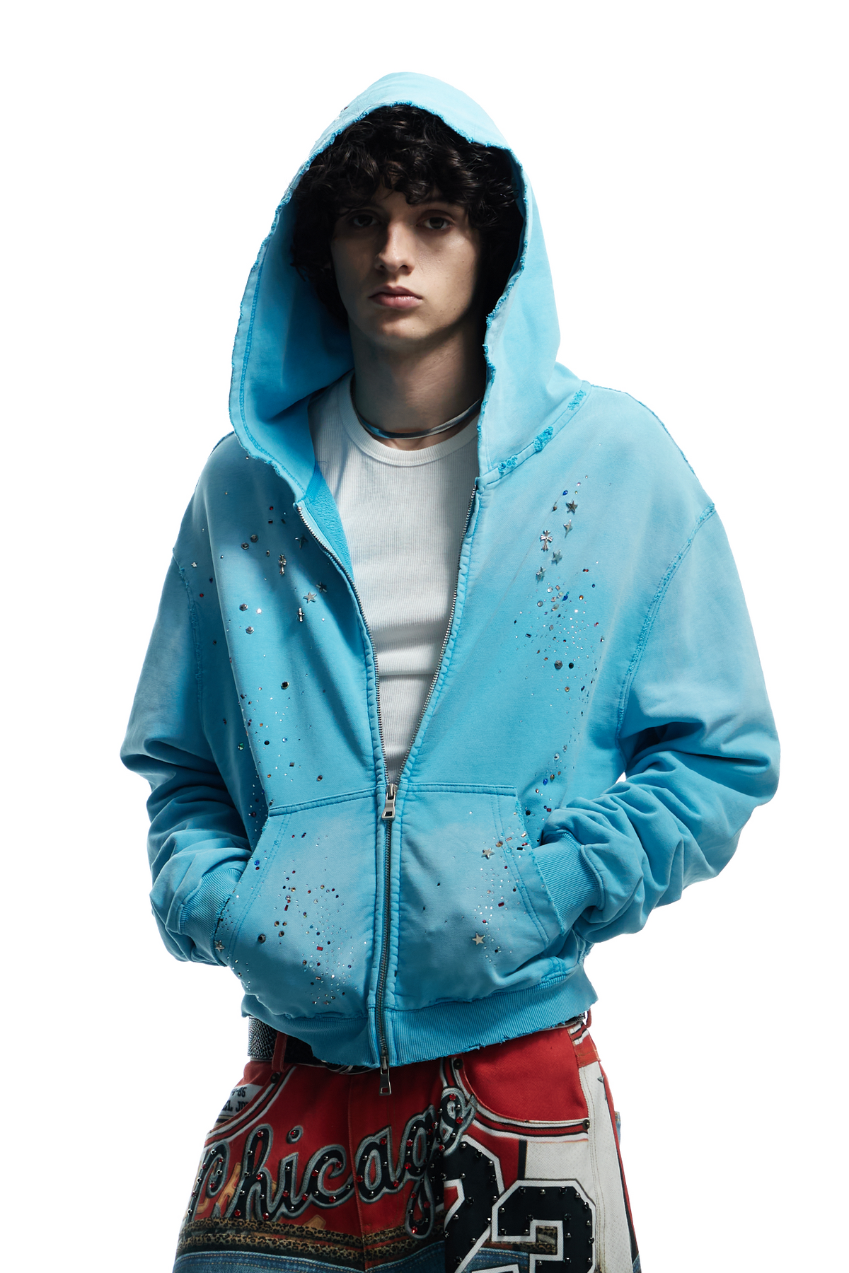 DND4DES Starry Diamond Washed Zip-Up Hoodie