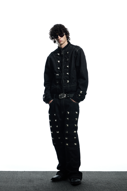 DND4DES Studded Raw Denim Flare Jeans