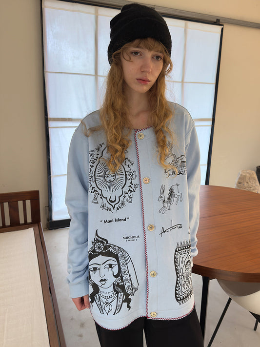 Vintage Graphic Embroidered Fleece Sweatshirt