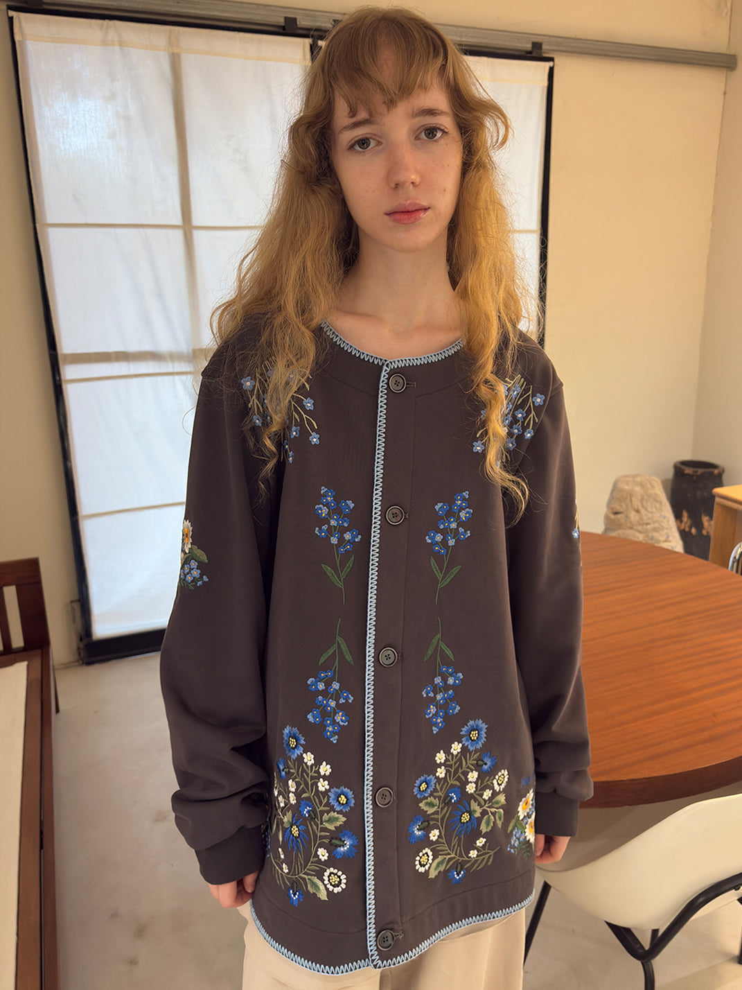 Botanical Embroidery Heavyweight Cotton Sweatshirt