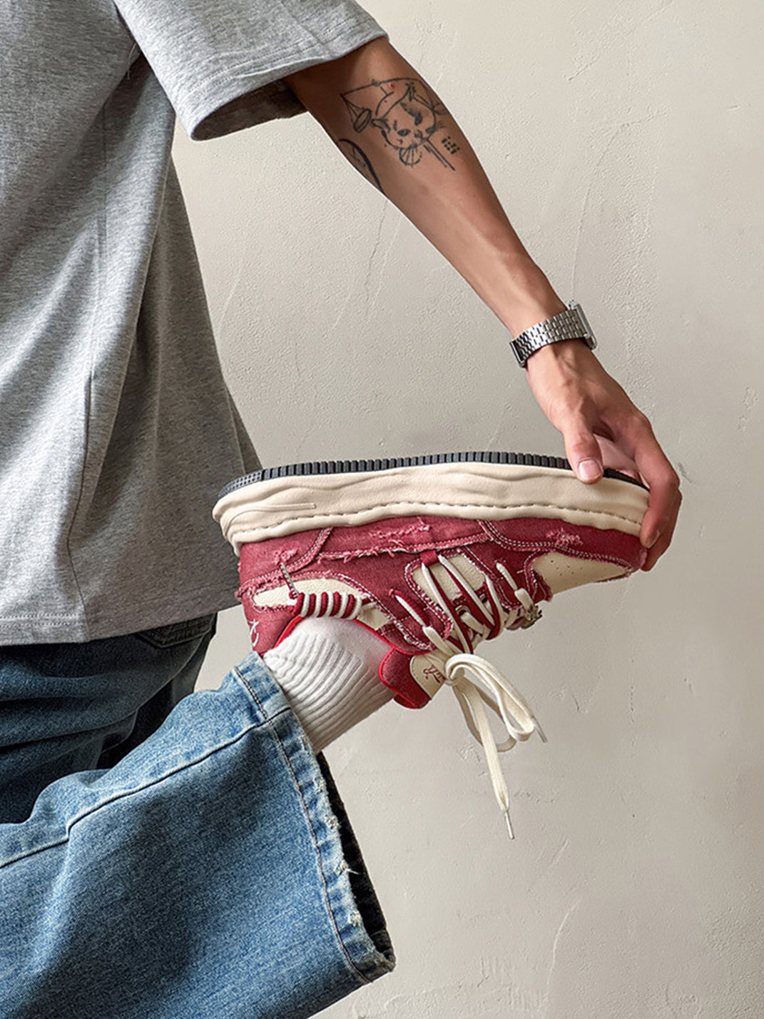 Vintage Wash Denim Sneakers