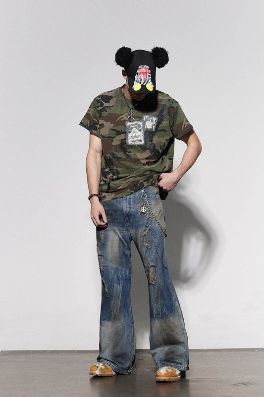 DND4DES Distressed Dusty Flared Jeans