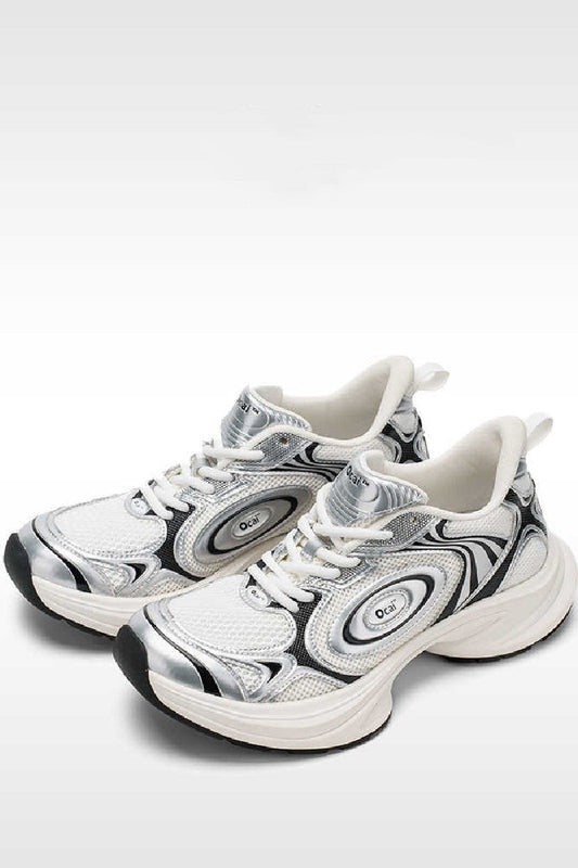 Silver White Disk Runtech Sneakers
