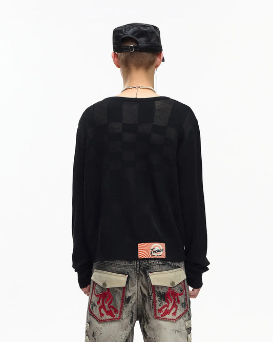 EMO “Techno Wash” Wool Blend Cardigan Black