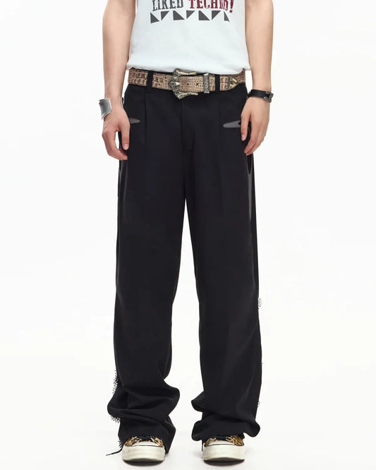 EMO Deconstructed Lace Panel Suiting Trousers