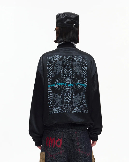 EMO Mirrored Tiger-Stripe Sukajan Jacket Black