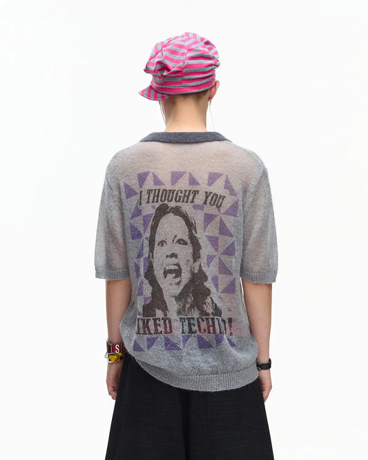 EMO Mohair Wool Knit Short Sleeve Grey