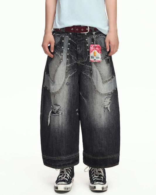 EMO Cropped Washed Denim Jeans