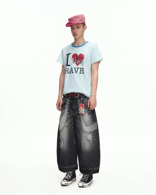 EMO Cropped Washed Denim Jeans