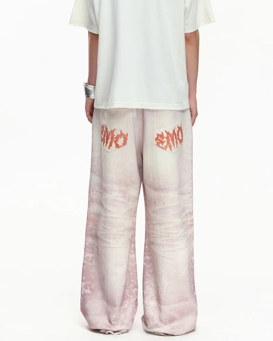 EMO Trompe-L'œil Print Sweatpants Pink