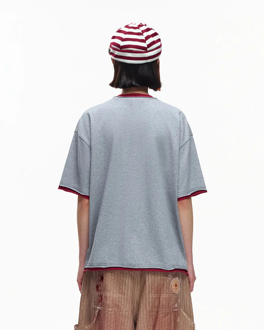 EMO Fake Layer Cropped Box Tee Grey