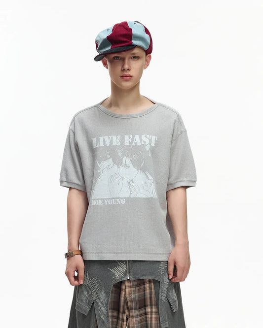 EMO Washed Waffle Boxy Tee