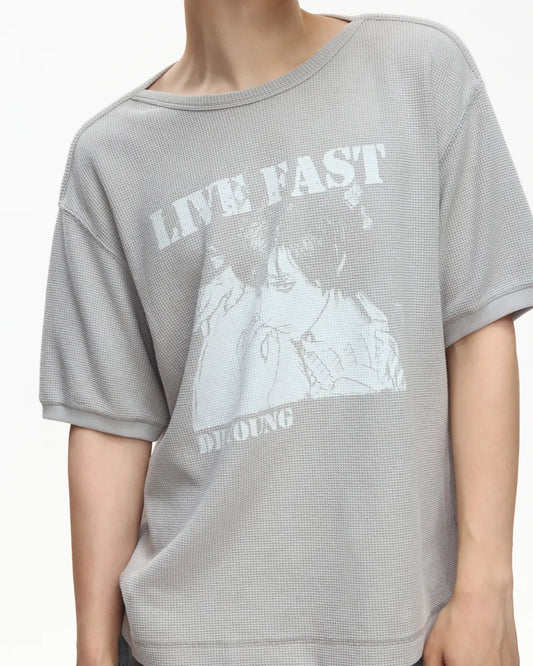 EMO Washed Waffle Boxy Tee