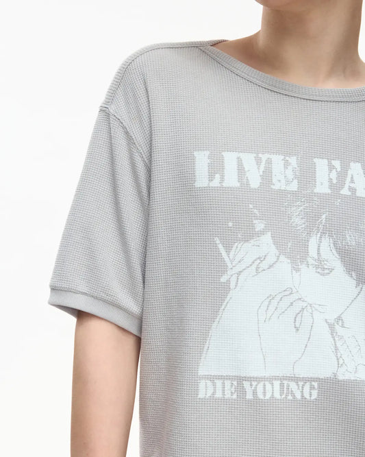EMO Washed Waffle Boxy Tee