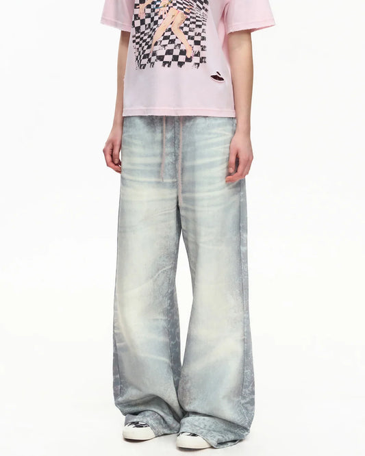 EMO Trompe-L'œil Print Sweatpants Blue