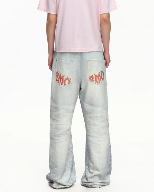 EMO Trompe-L'œil Print Sweatpants Blue