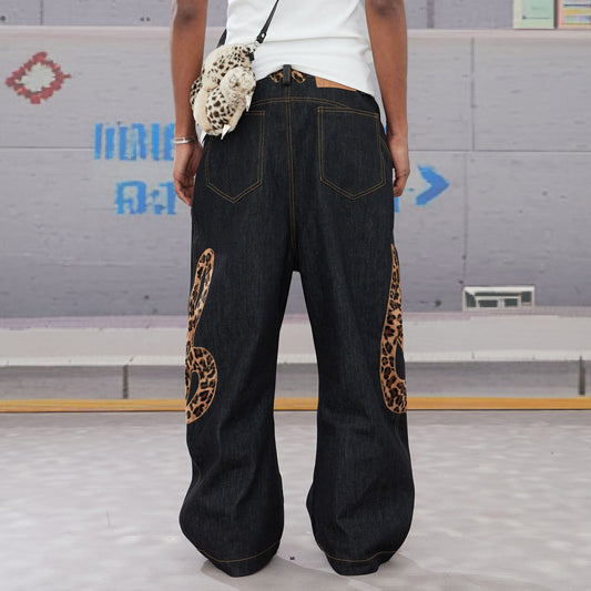 DND4DES Leopard Music Note Patch Baggy Jeans