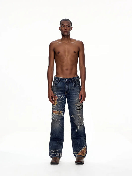 EMO "Shredded Truth" Vintage Straight Denim