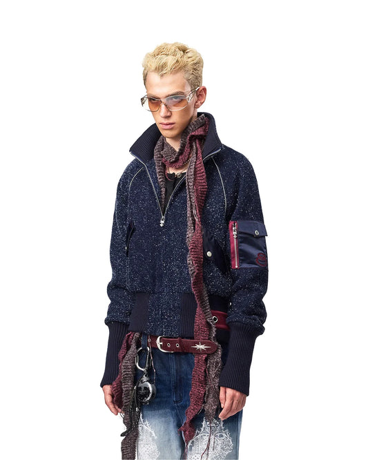 EMO Ribbed Collar Bomber Jacket