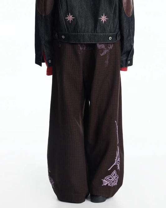 EMO Check-jacquard Wide Leg Trouser