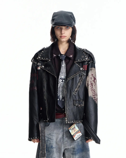EMO Wash Studded Faux-Leather Jacket
