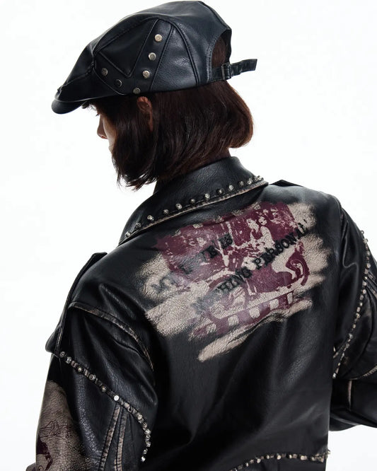 EMO Wash Studded Faux-Leather Jacket