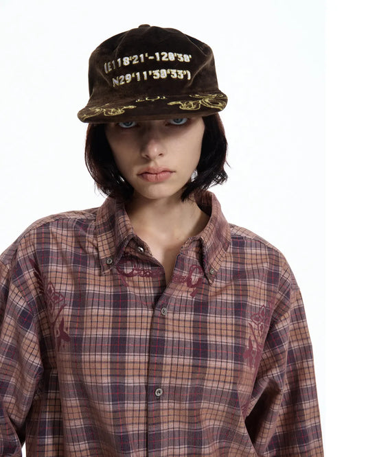 EMO Vintage Texture Flocking Button-Down Shirt