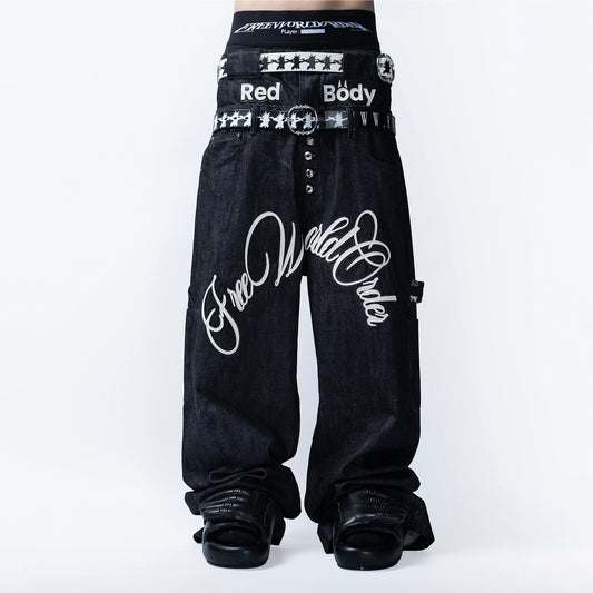 FVVO Skull Kid Full-Print Punk Leather Belt