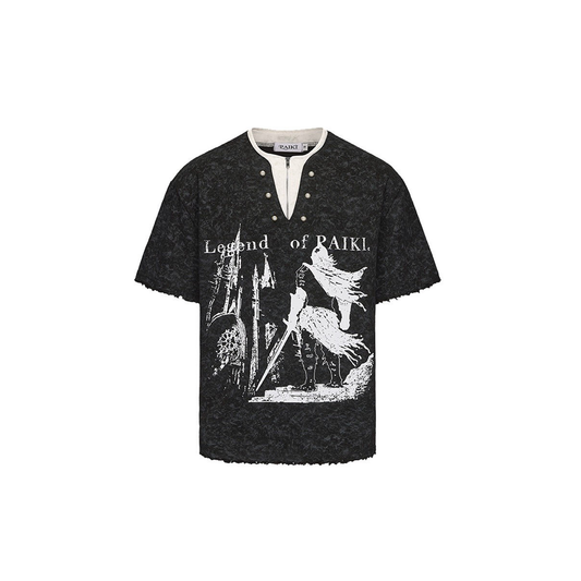 PAIKI Castle Graphic Henley Layered Tee