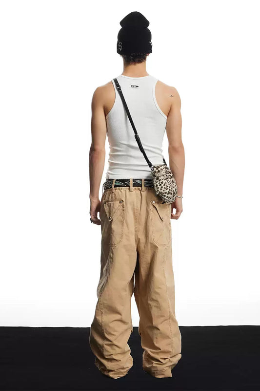 DND4DES Geometric Panel Studded Wide-Leg Pants