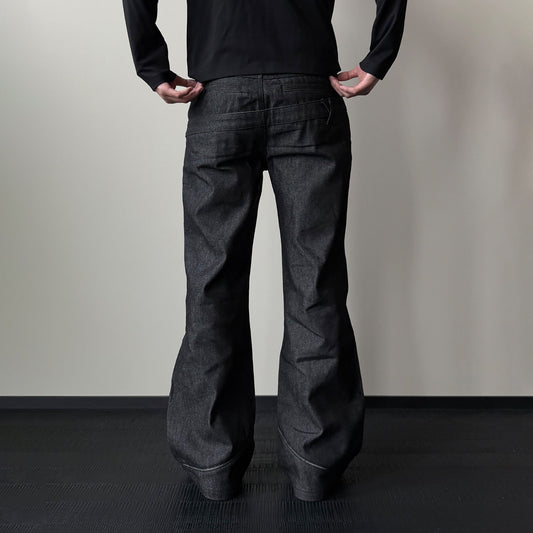KREATE Double-Waistband Raw Denim Straight-Leg Jeans