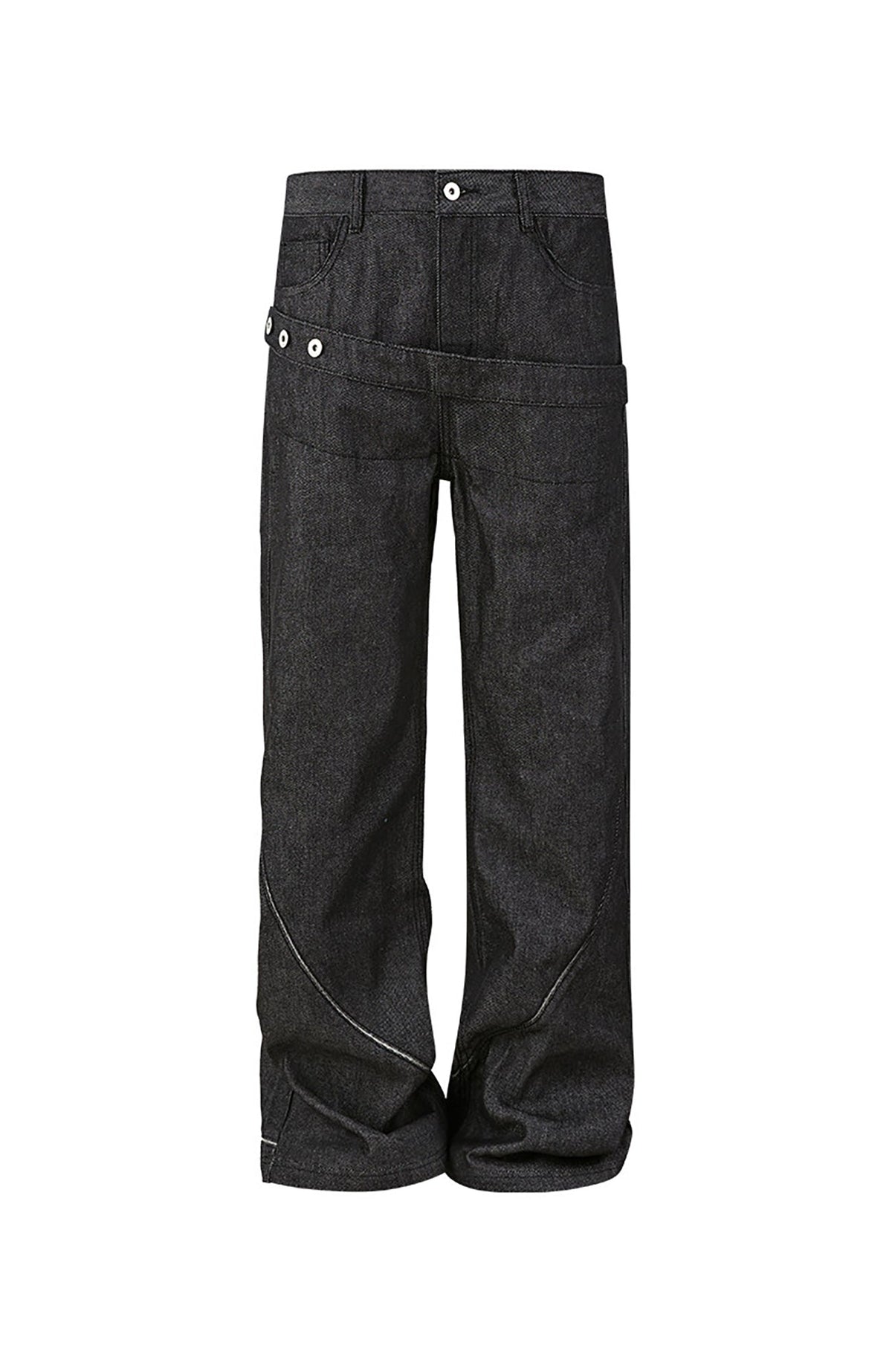 KREATE Double-Waistband Raw Denim Straight-Leg Jeans