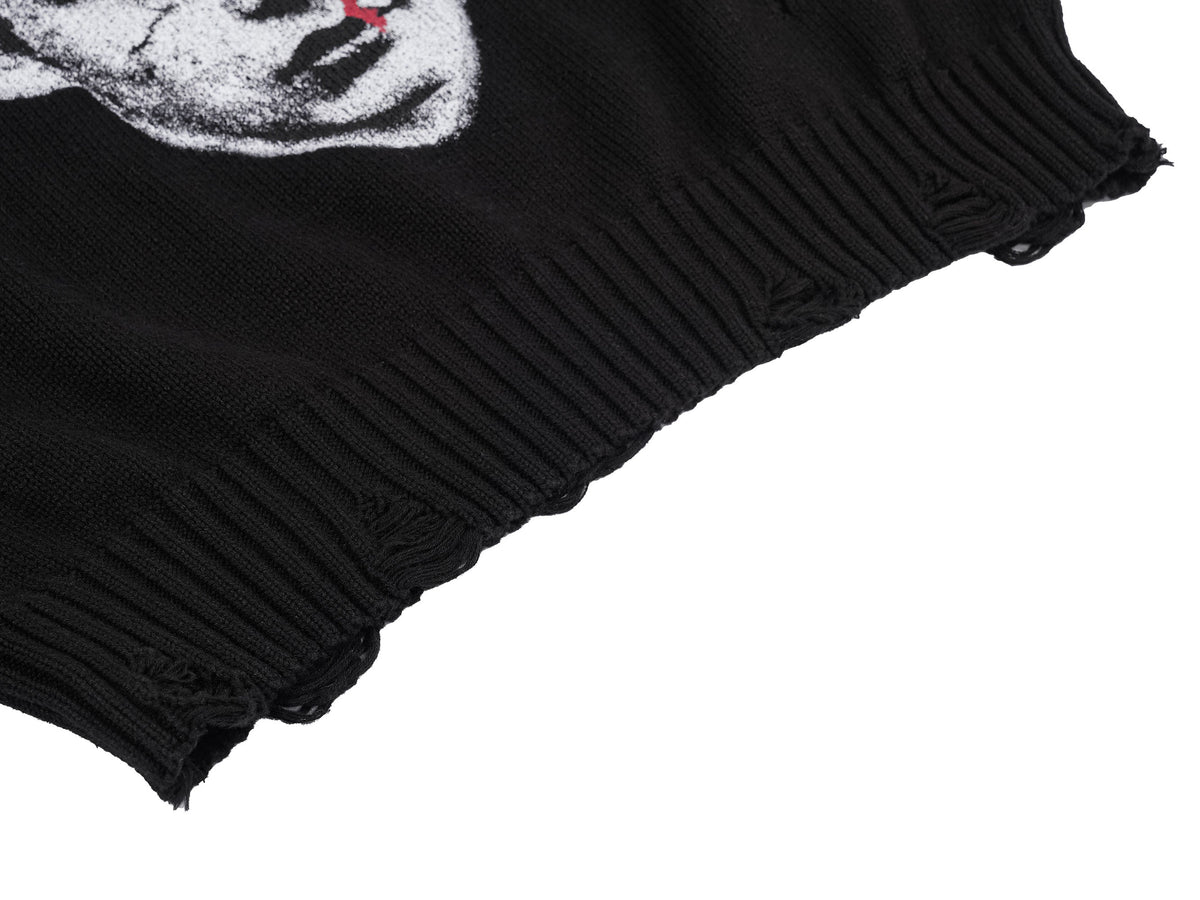 UNDERWATER Demon Portrait Distressed Sweater