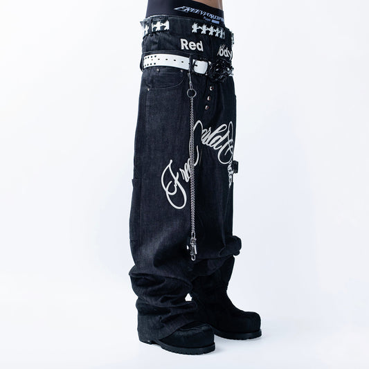 FVVO Skeleton Hand & Spikes Leather Belt