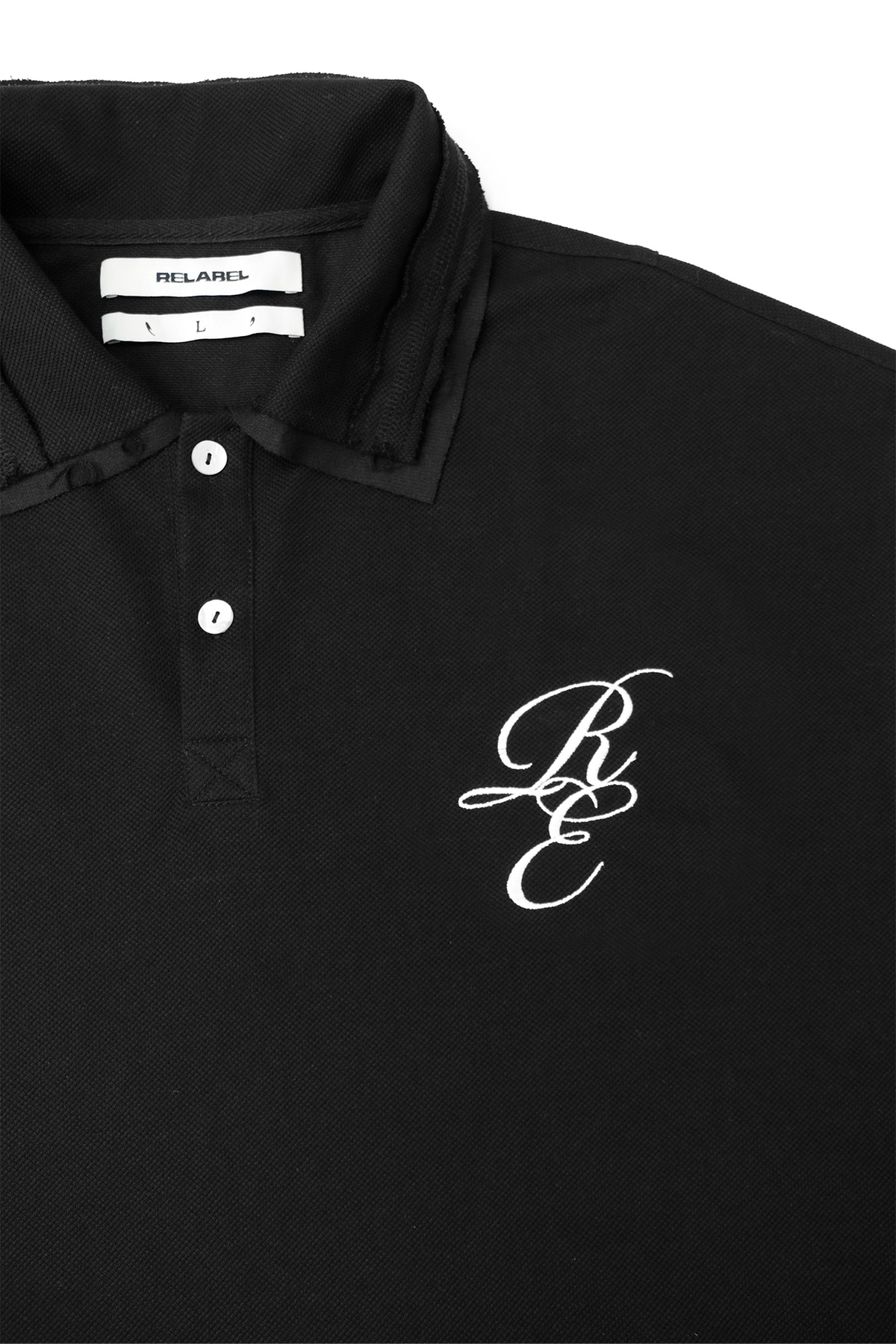 RELABEL Spliced Embroidered Polo Shirt