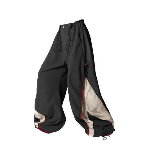 RELABEL Contrast Spliced Fold-Side Drawstring Pants