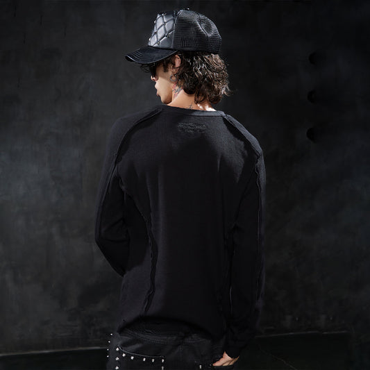 DND4DES Retro Deconstructed Waffle-Knit Long-Sleeve Tee